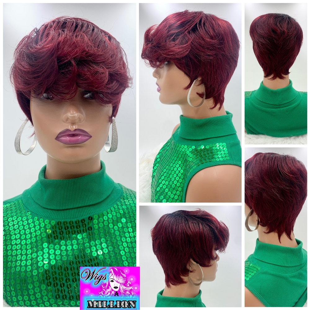 Toni Braxton'' Short Pixie Cut Heat Resistant Wig, full cap, Glueless wig